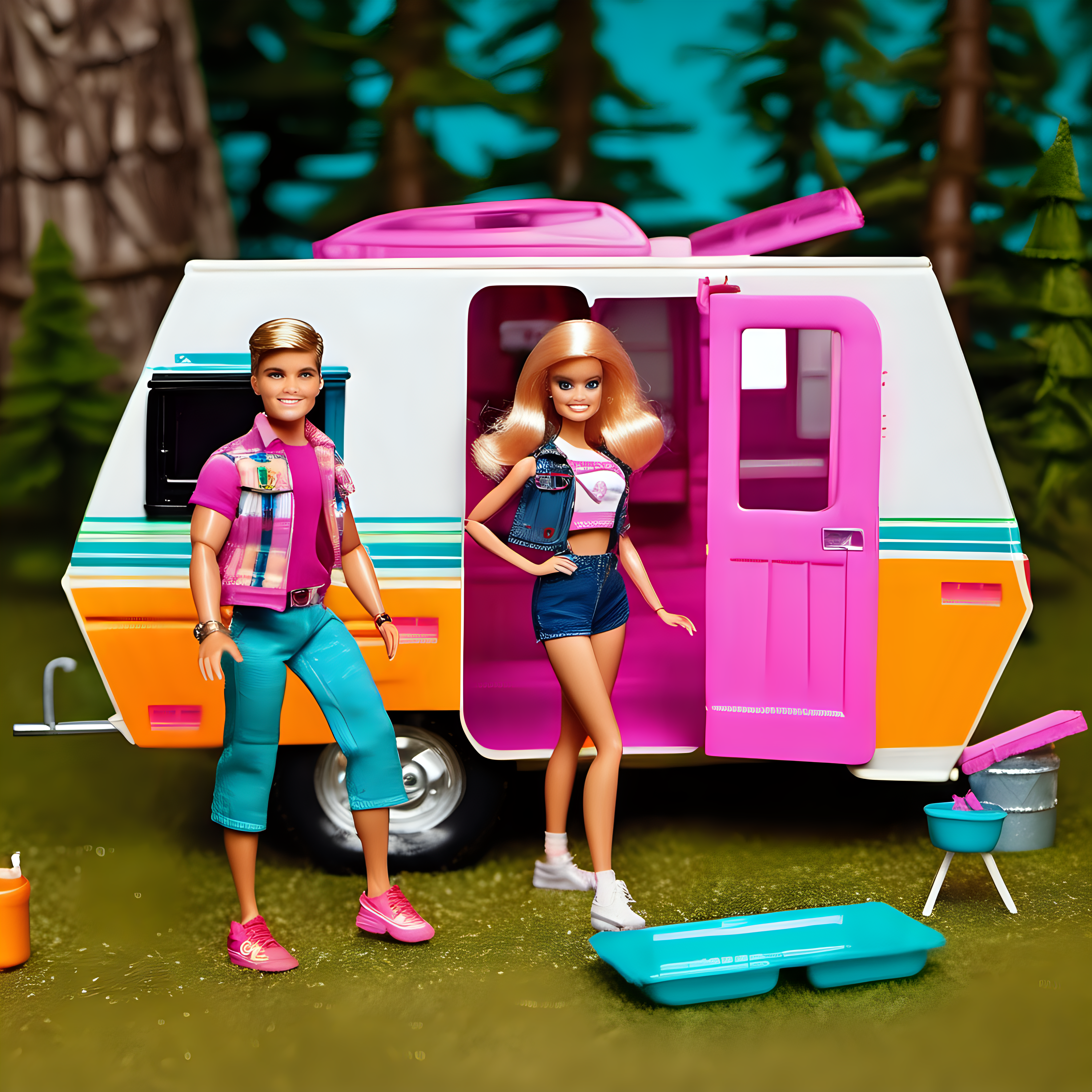 camper barbie and camper ken summer camp