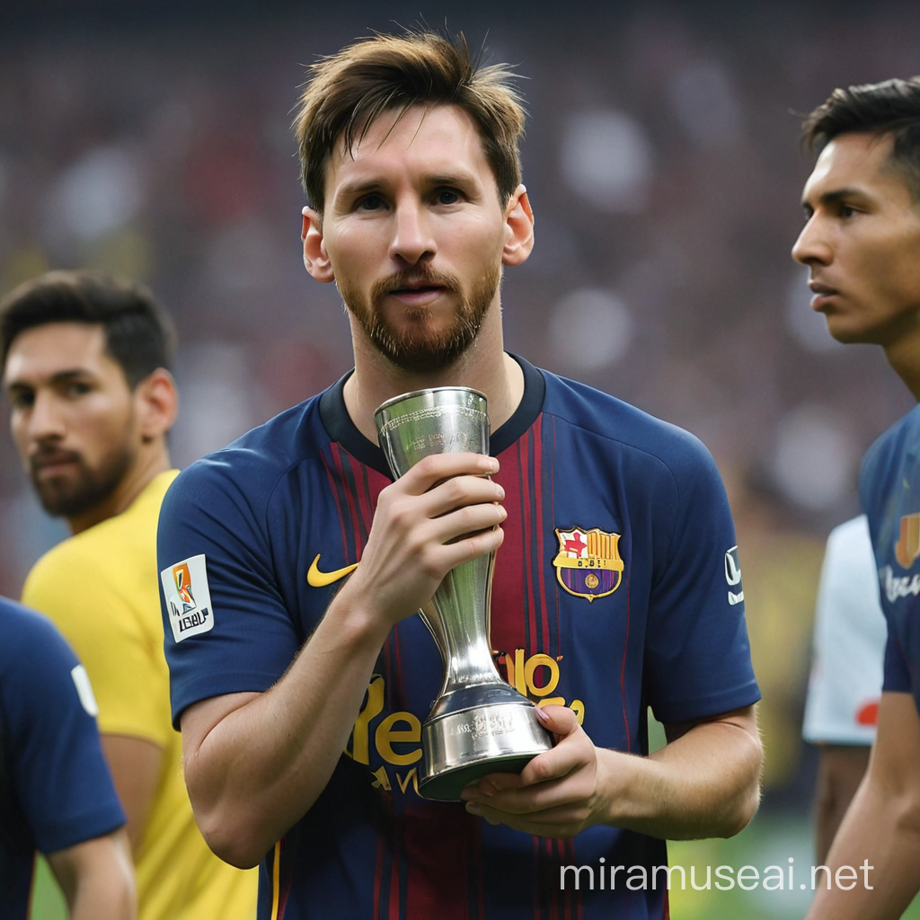 Soccer Star Lionel Messi Enjoying a Refreshing Drink