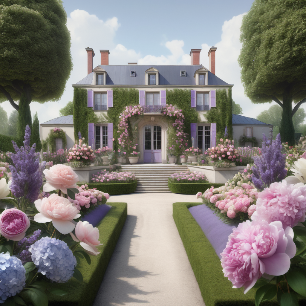 a hyperrealistic of a grand modern Parisian estate