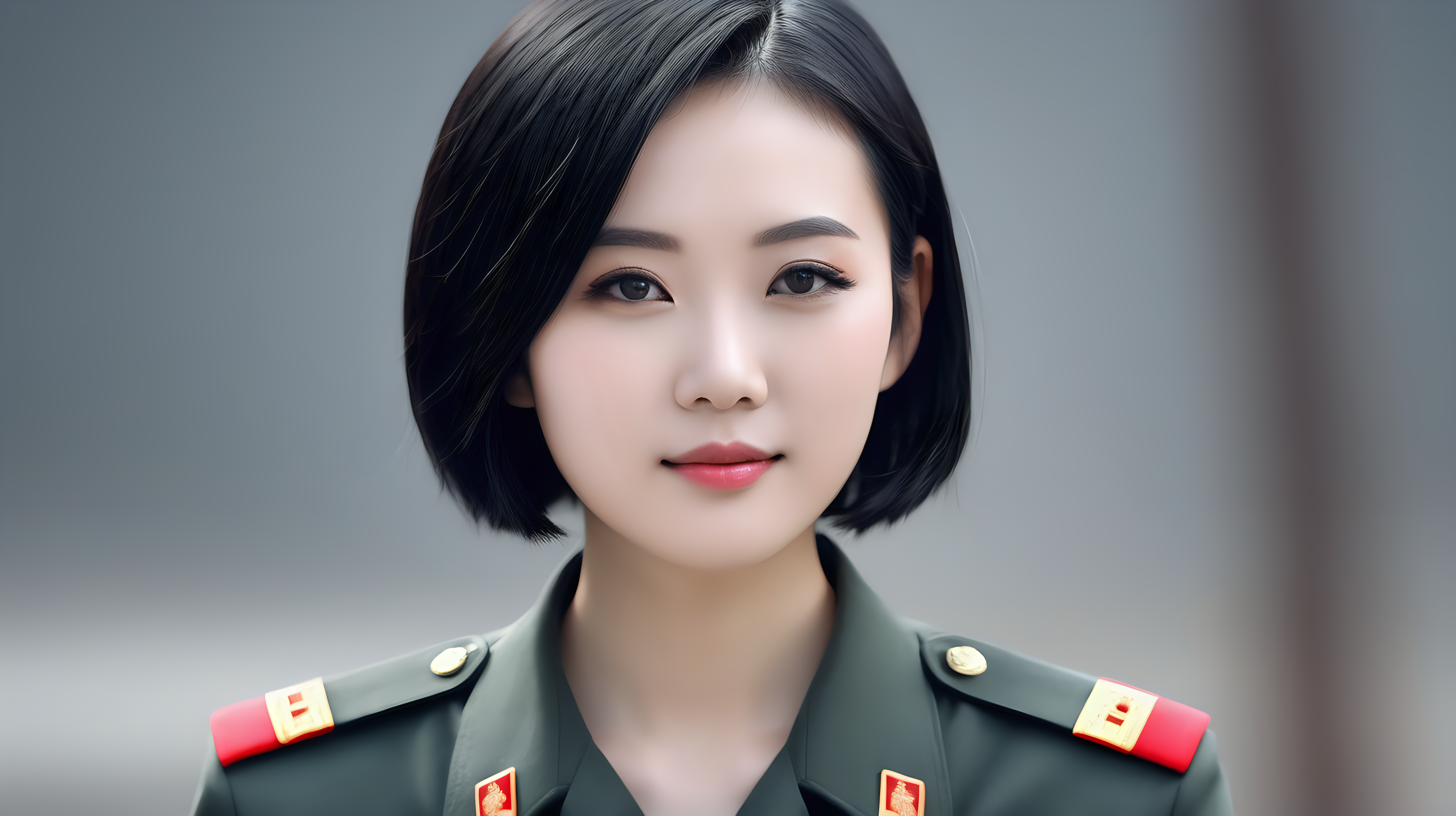一名中国青年女兵
短发
黑发
主持新闻
