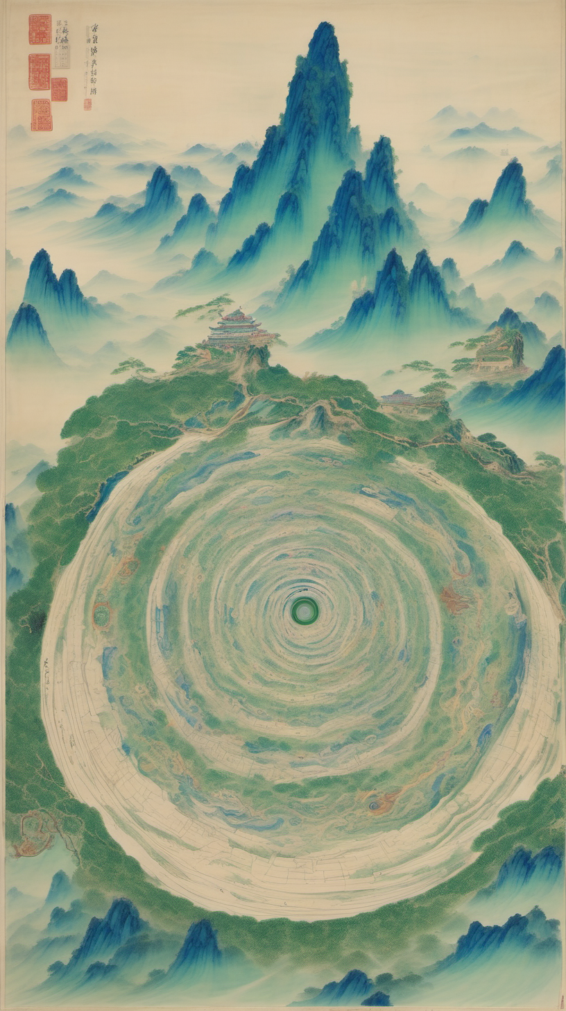 
Prompt

chinese gongbi drawing, with traversable wormhole, other worldly scenery, greenblue mountain, underground， calabi yau manifold