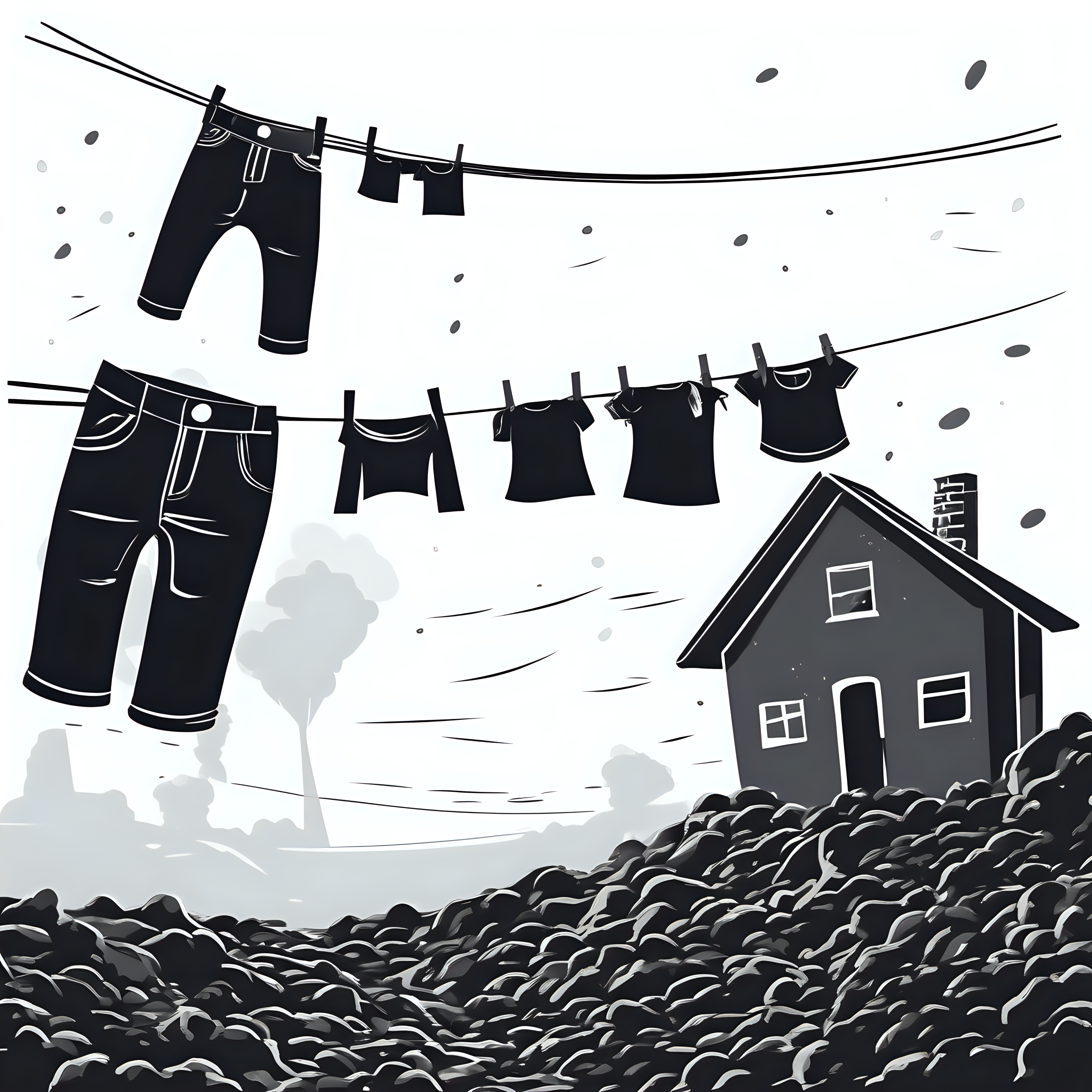 Coal dust that lifts over a clothesline with