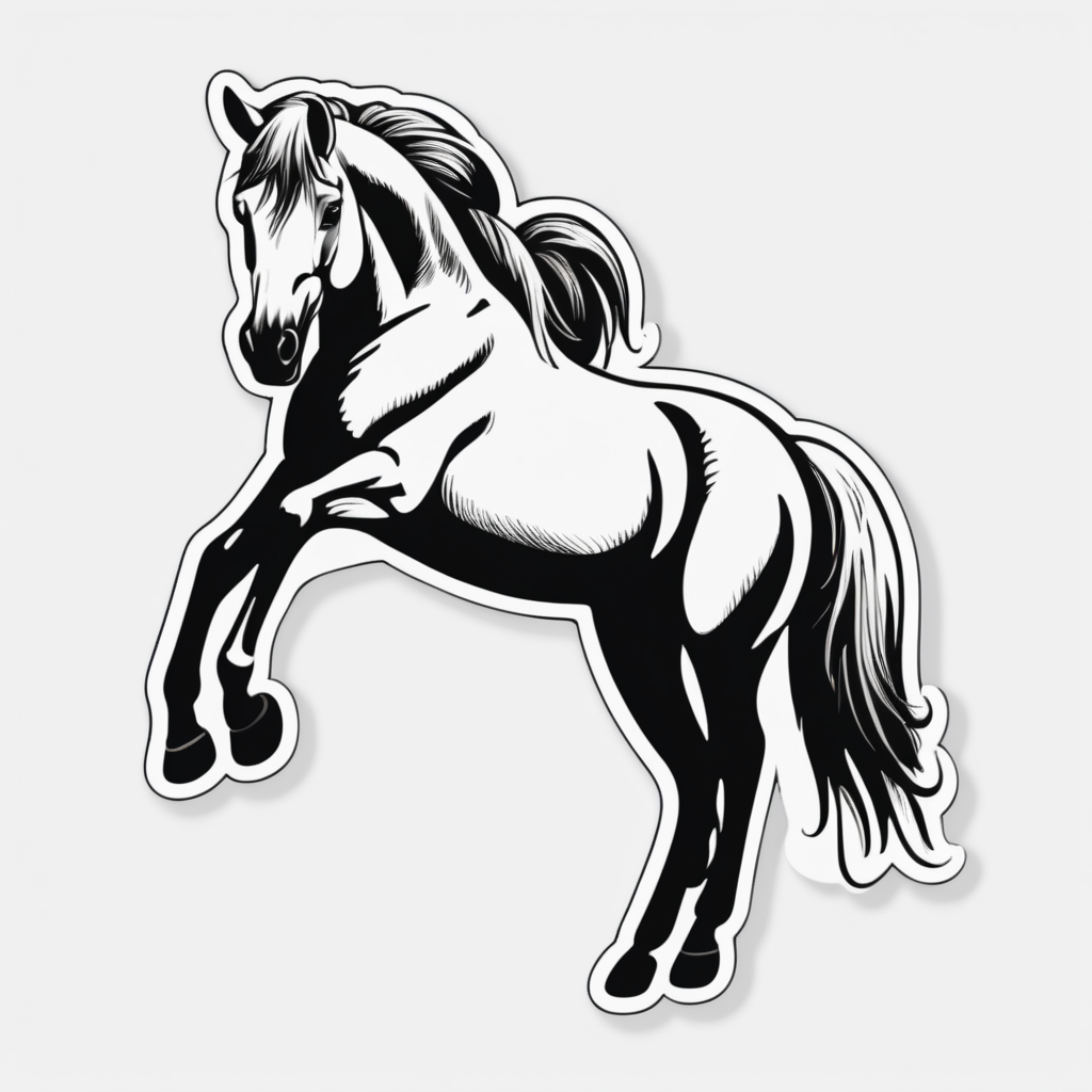 A sticker with a horse and a white