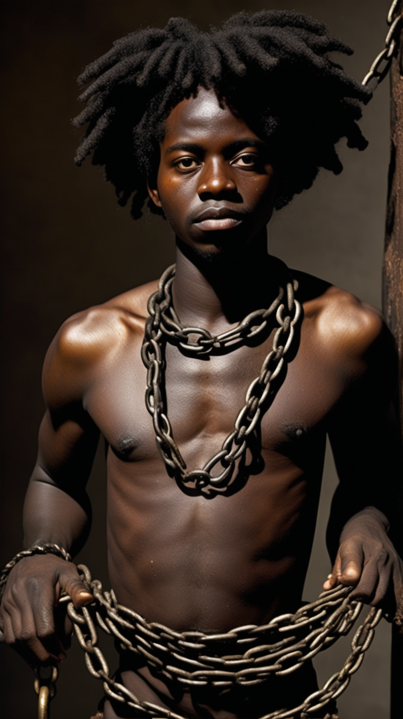 1600s black slaves chain is ship