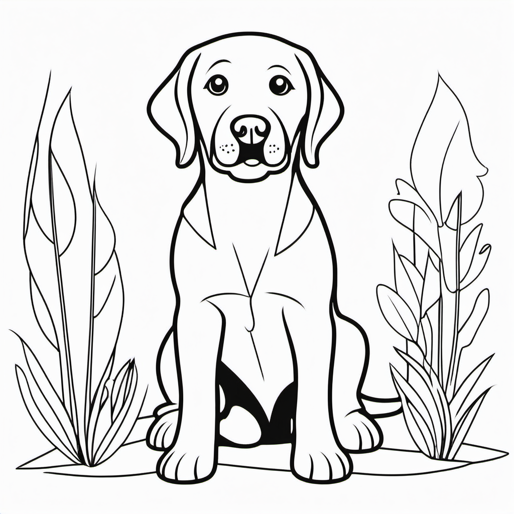 draw a cute labrador dog animal with only