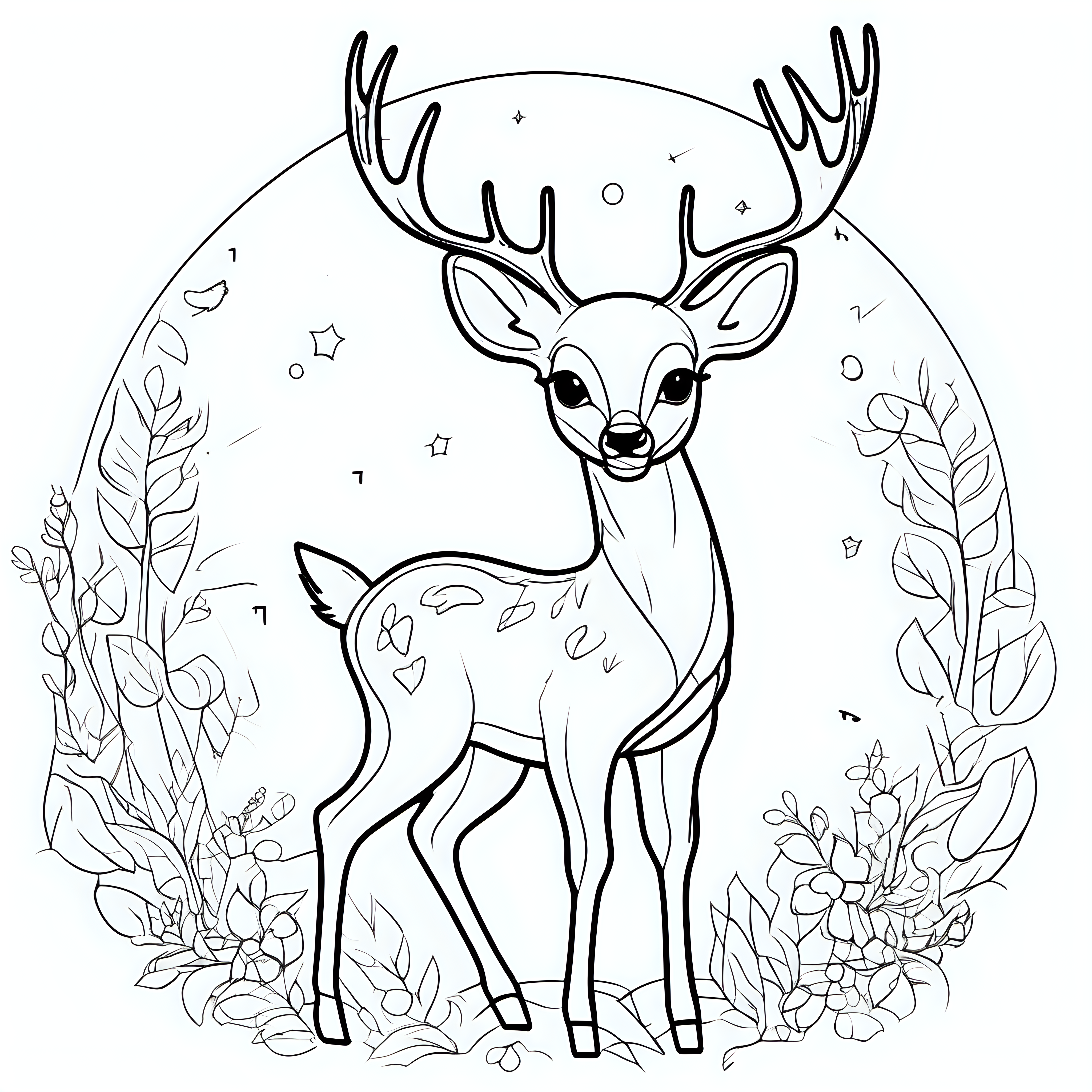 draw a cute dear with only the outline  for a coloring book