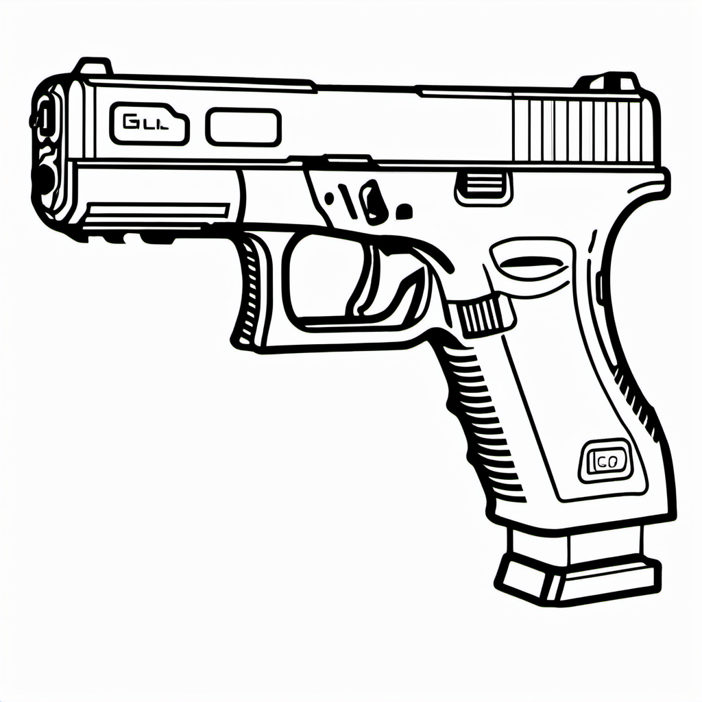 glock with a full auto switch in line art
