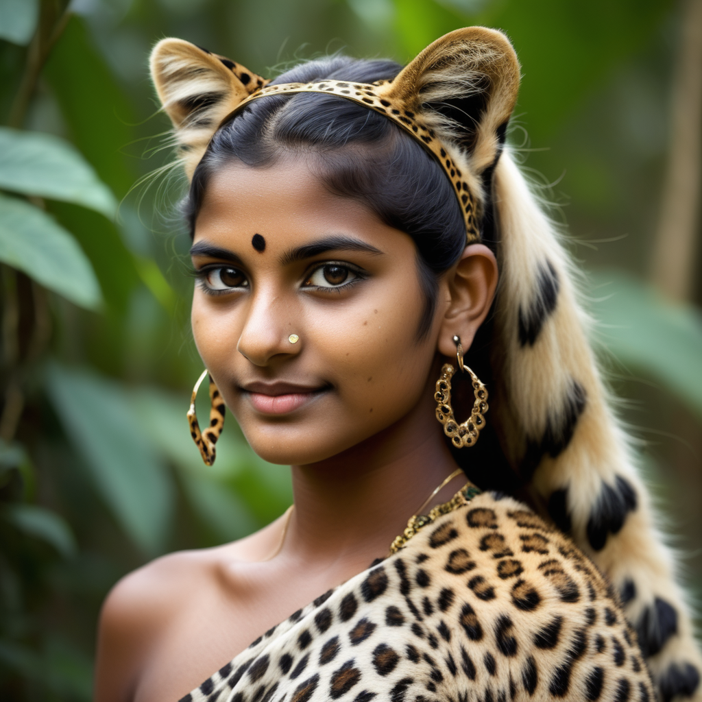 pretty Sri Lankan woman kotiya leopard hybrid leopard