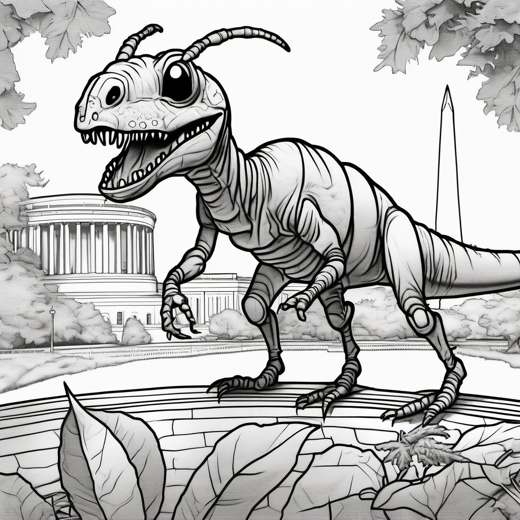 Ant dinosaur in Washington DC dark lines no