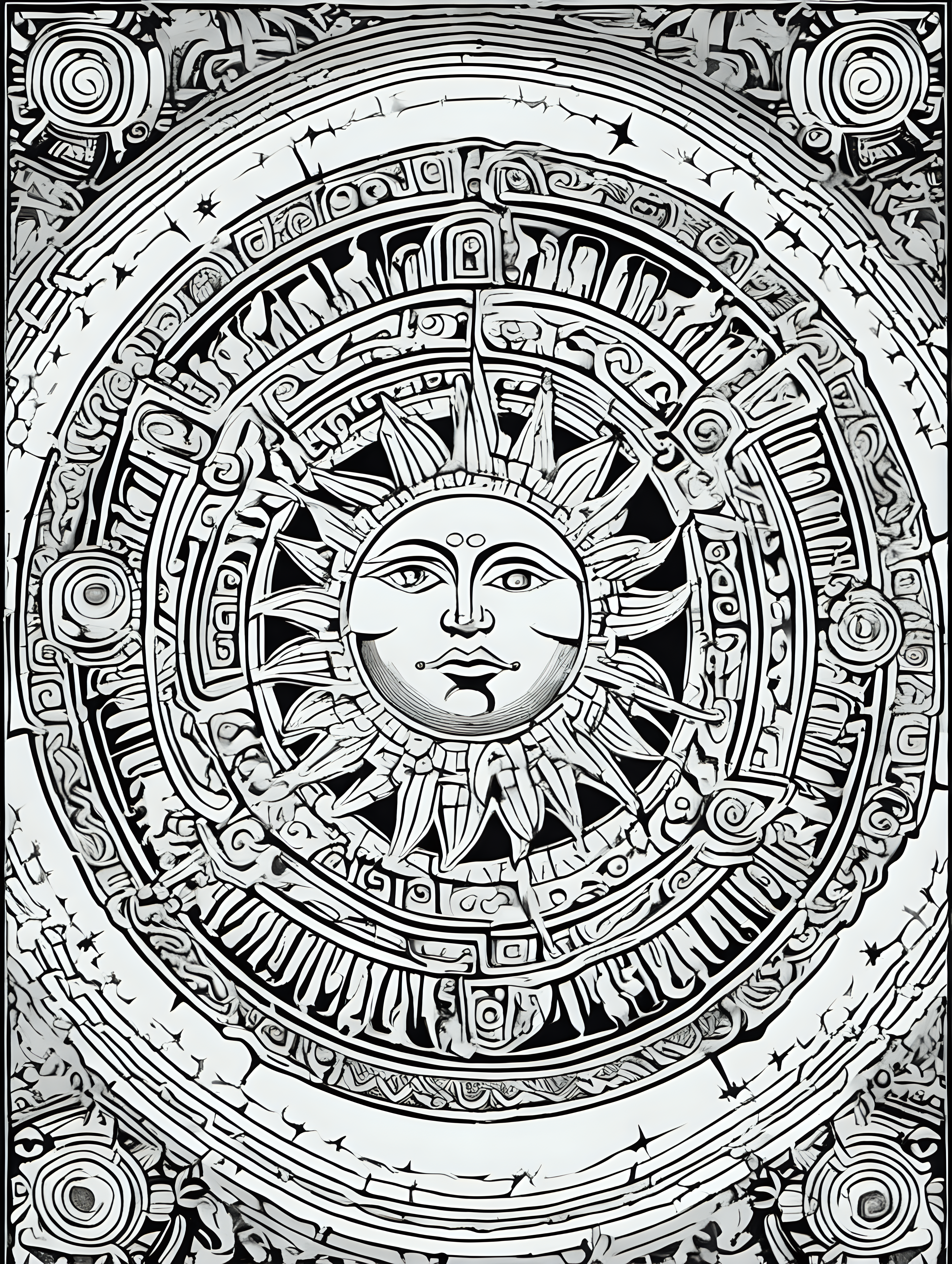 ancient sun design color page no color