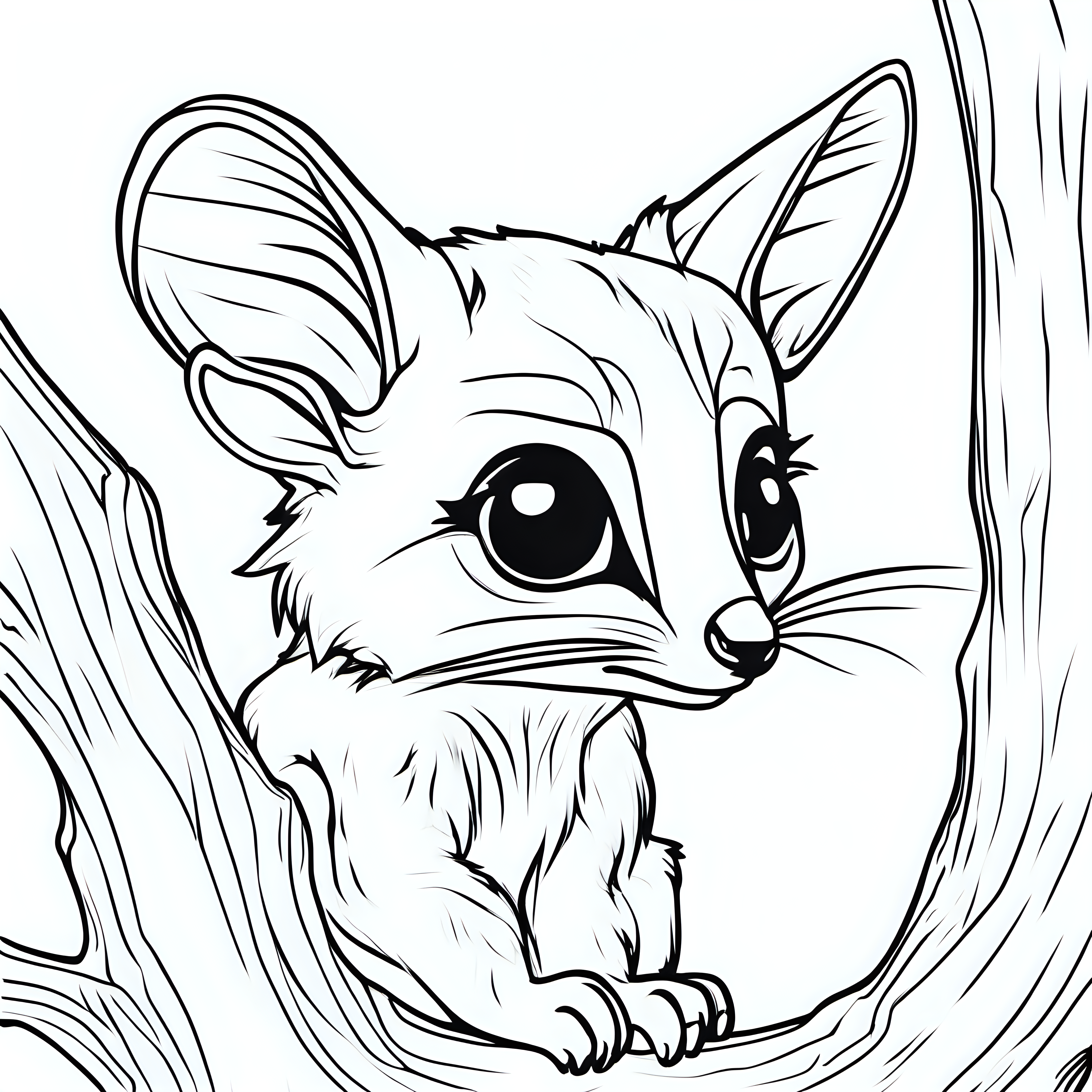 draw a cute Galago with only the outline  for a coloring book