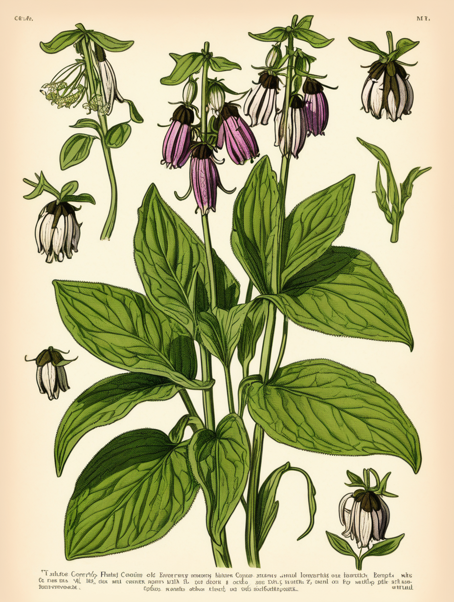 Comfrey plant botanical illustration