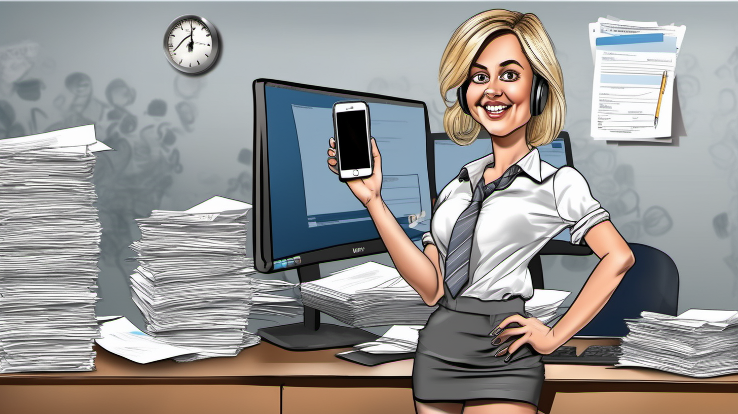 caricature with a woman how work as an
