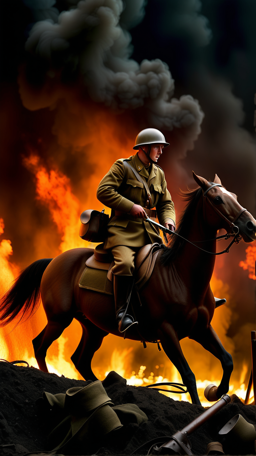 World War 2 soldiers fight on horseback in