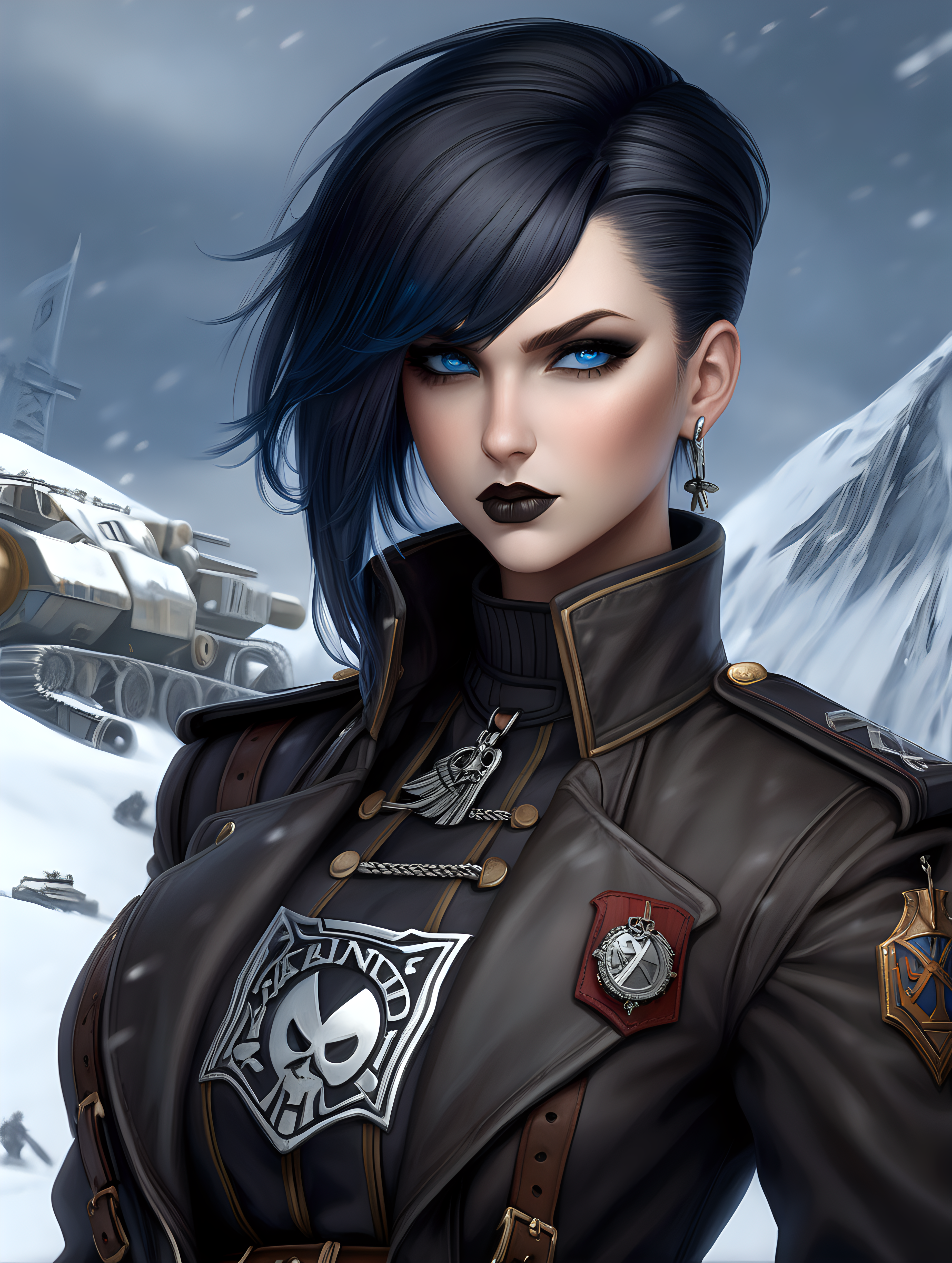 Warhammer 40K young very busty Commissar woman She