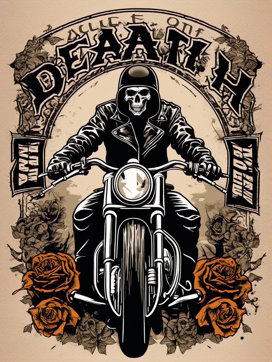 death on a motorcycle biker tshirt