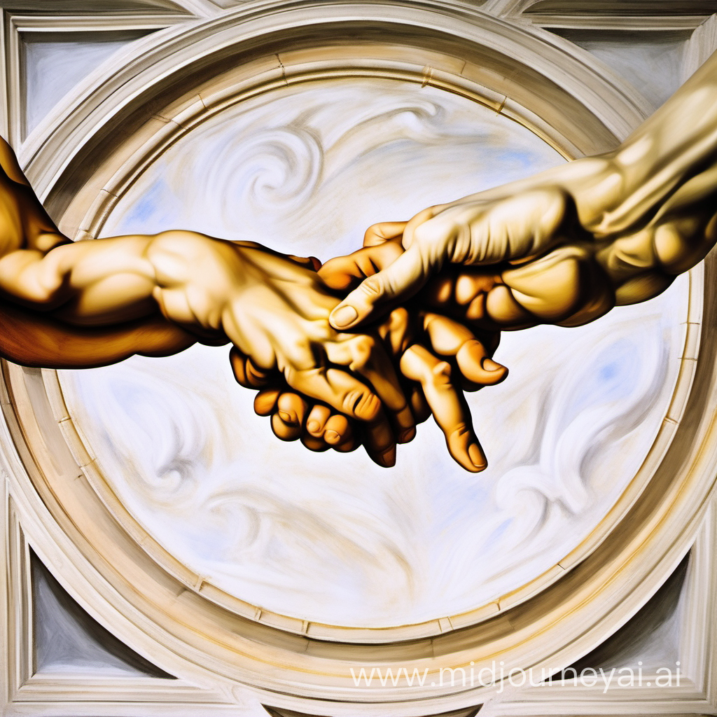 recreate Michelangelo: Hands of God and Adam painting