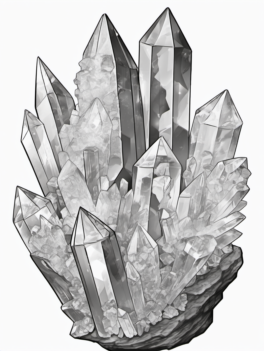 cluster of quartz crystals color page no color