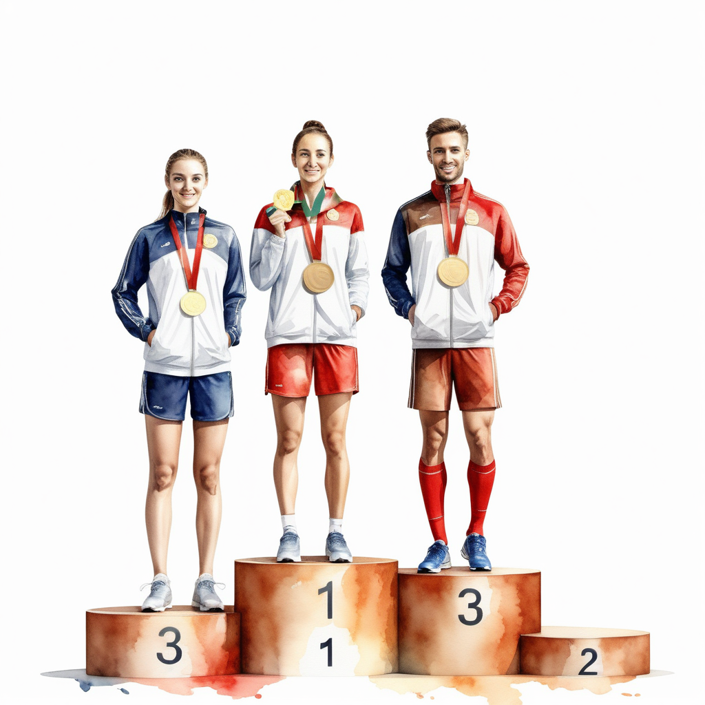 white backgroundcreate a realistic illustration three podium levelsin