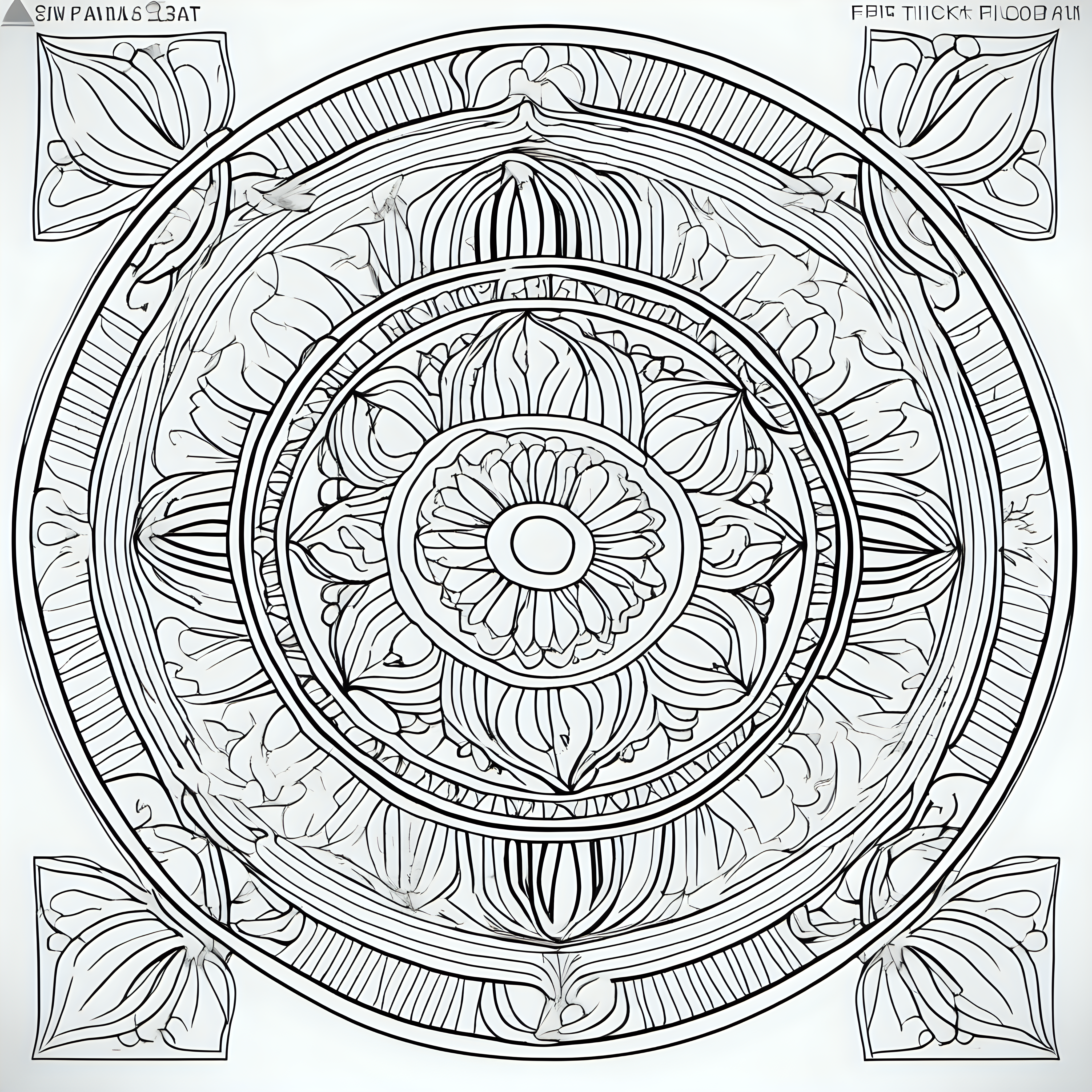 coloring page for adults, mandala for adults, unique floral mandala, thick lines, simple, line art, full length view –s 750 –v 5.1 --ar 2:3