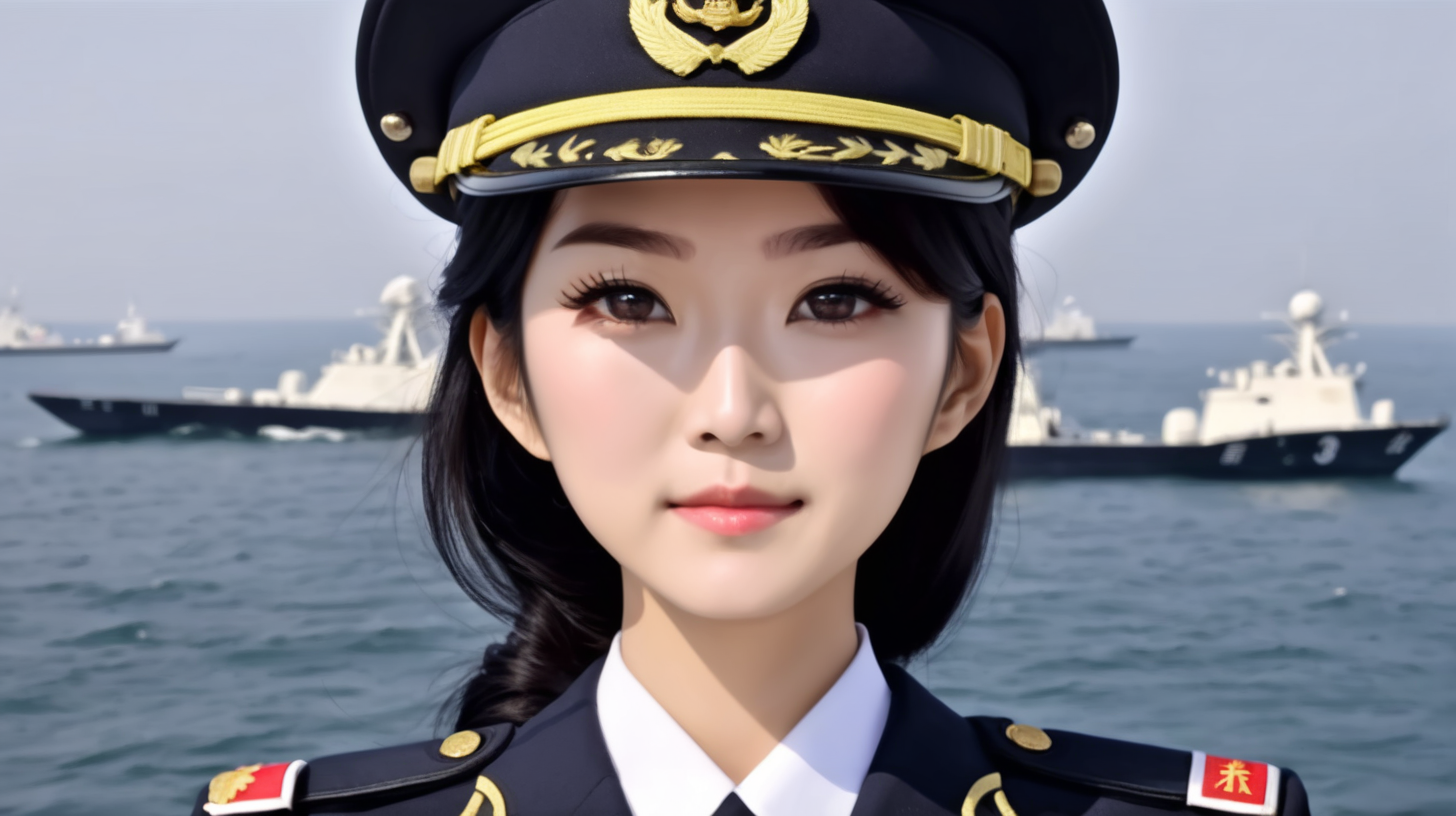 中国海军女兵
黑发
新闻女主播