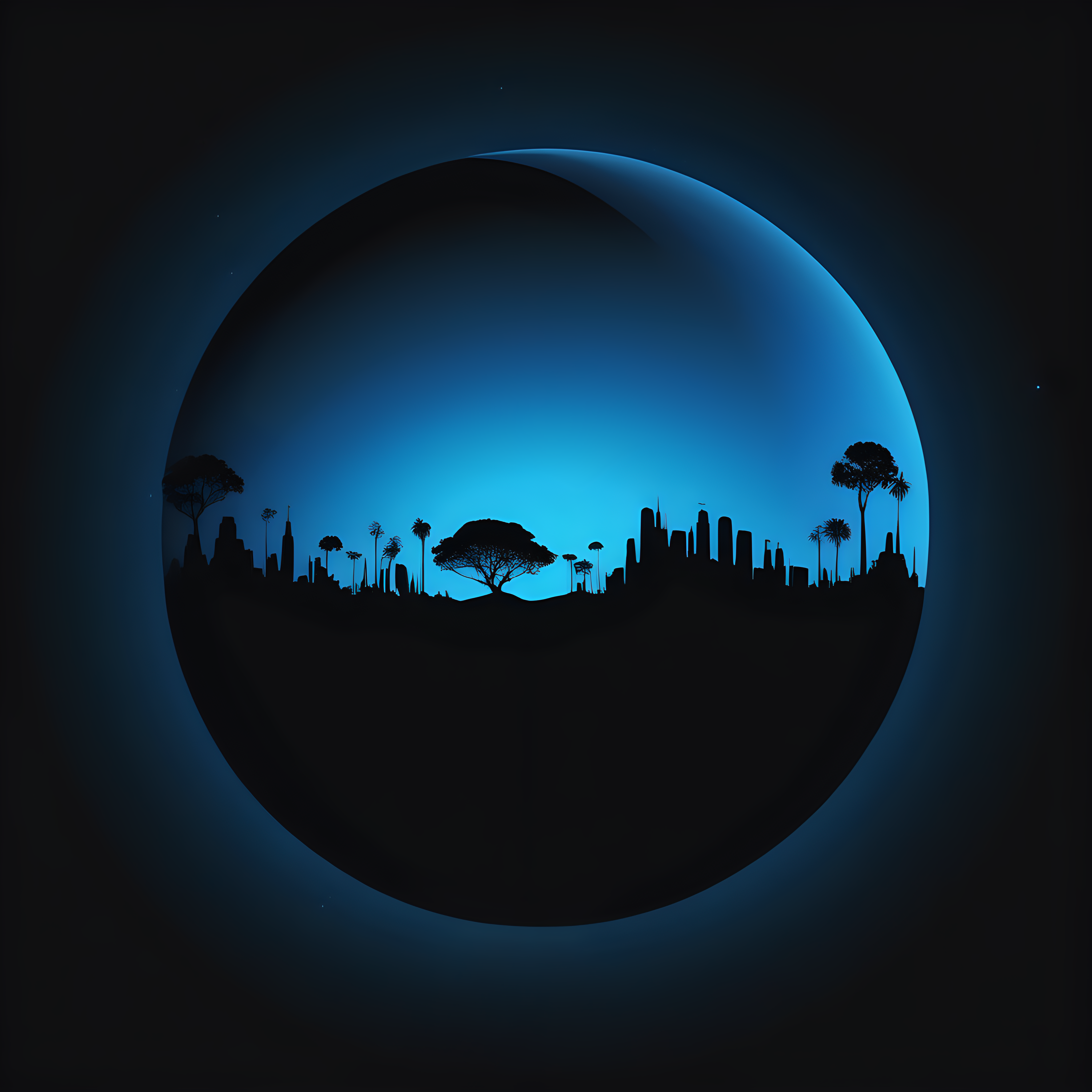 blue black planet silhouette half