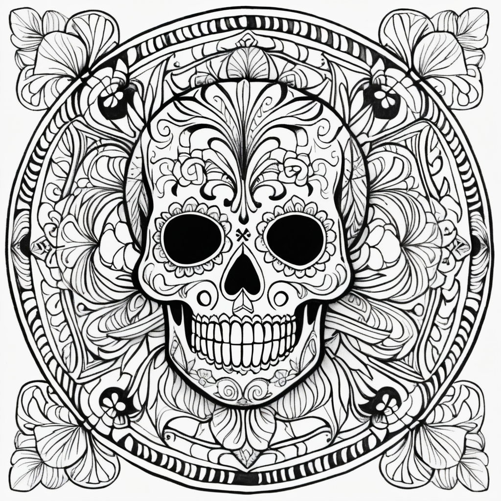 adult coloring page black white high details symmetrical