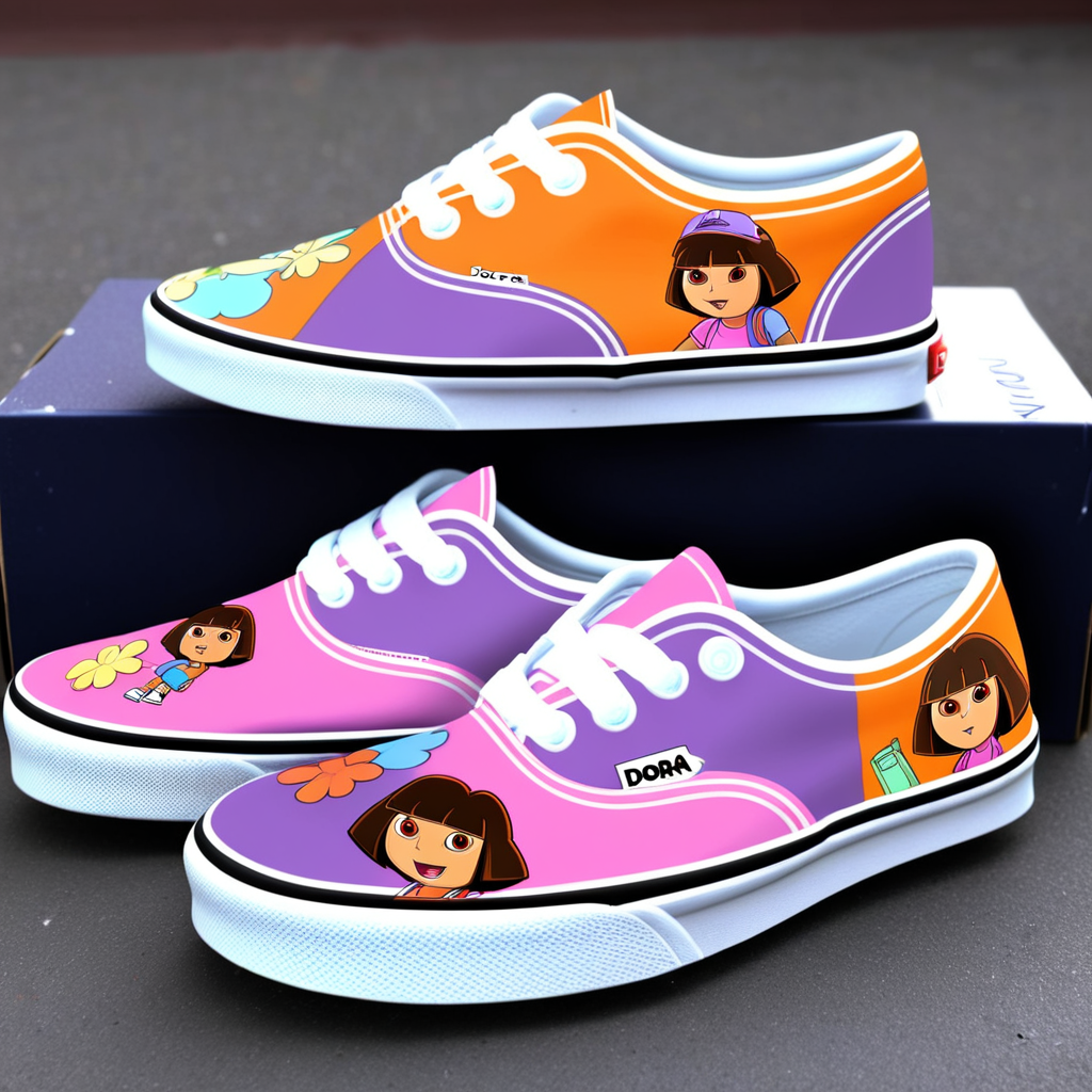 design some van shoes with the  name "DORA"  on some  van shoes 