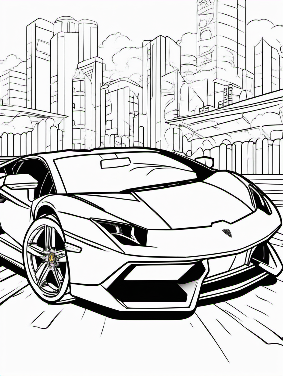 Lamborghini sportscar for childrens coloring book | MUSE AI
