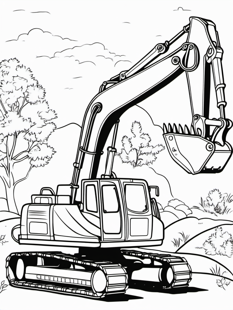 EXCAVATOR FOR COLOURING BOOK