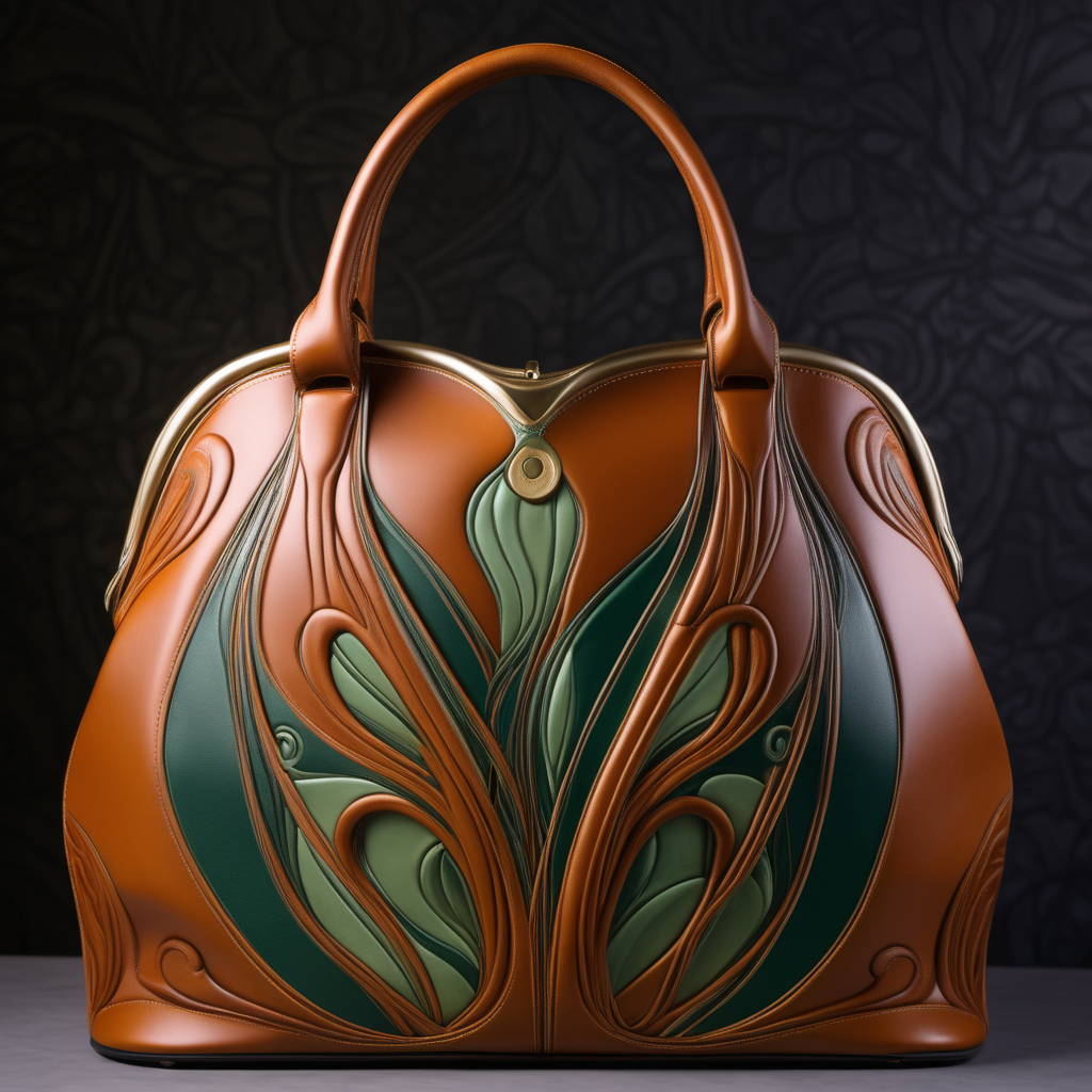 art nouveau inspired luxury leather bag