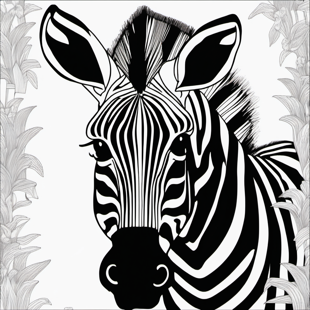 Imagine colouring page for kids Zebra with white | MUSE AI