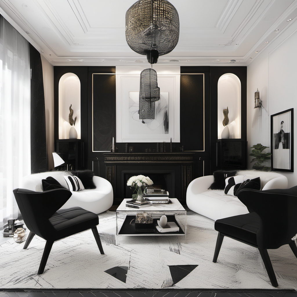 cozy Interior with black and white luxury details