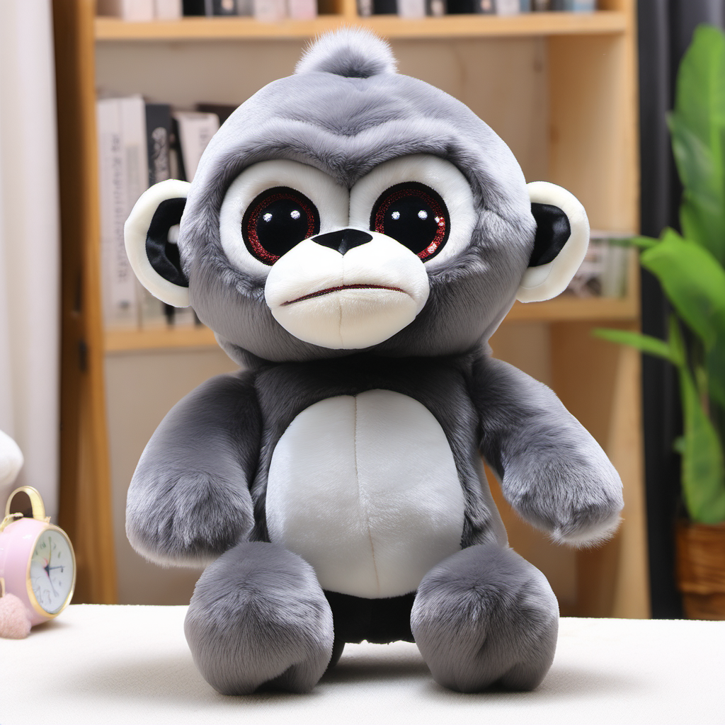 Gorilla plush toy with cute crystal eyes and