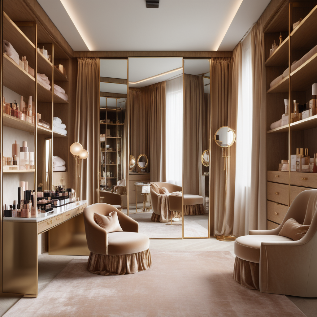 hyperrealistic image of modern Parisian home beauty room