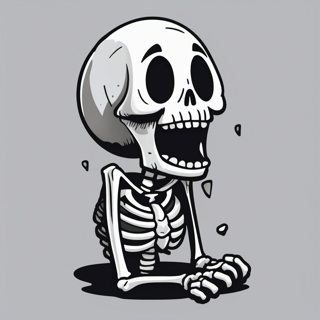 crying skeleton. Emote style.