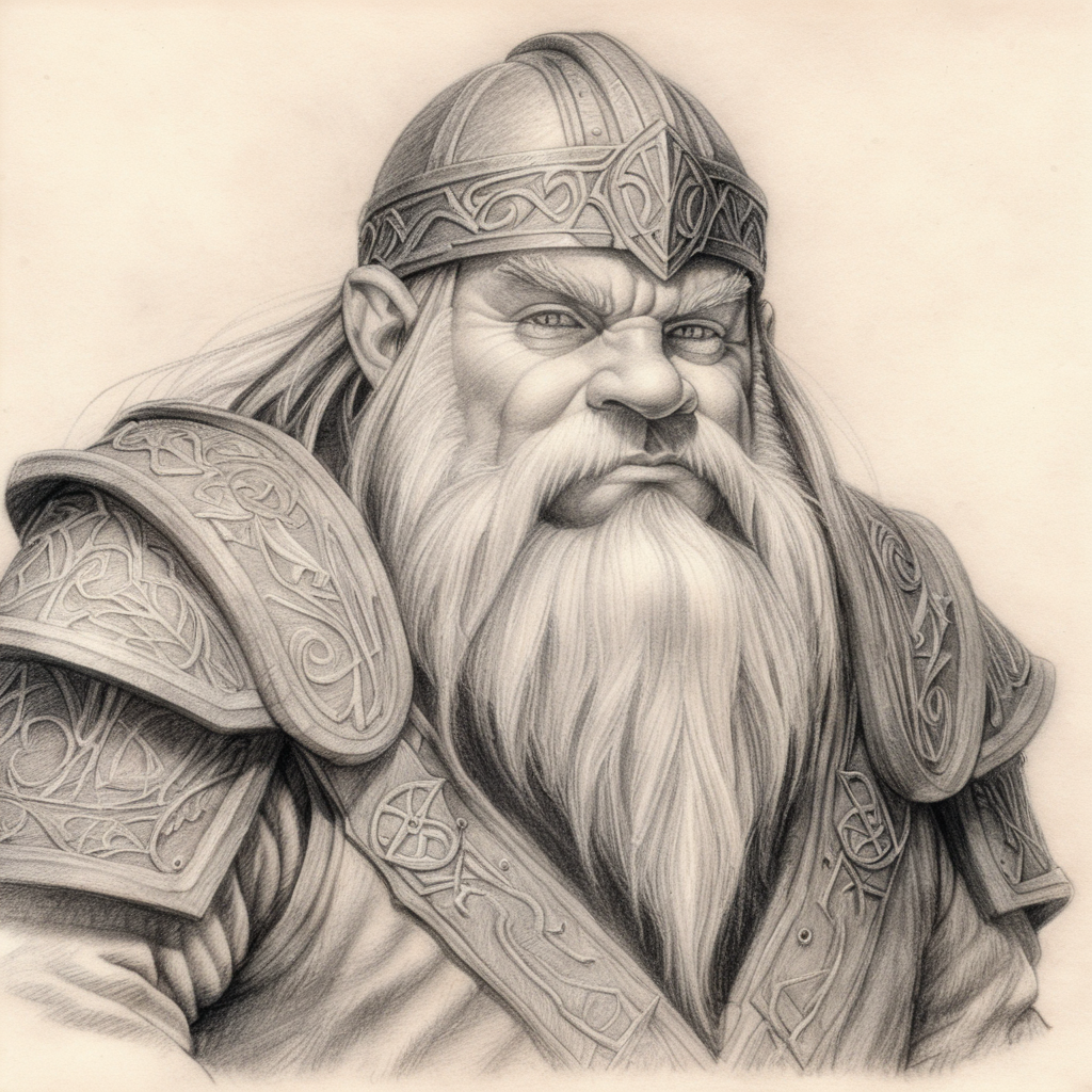 Pencil sketch of a dwarf from middle earth