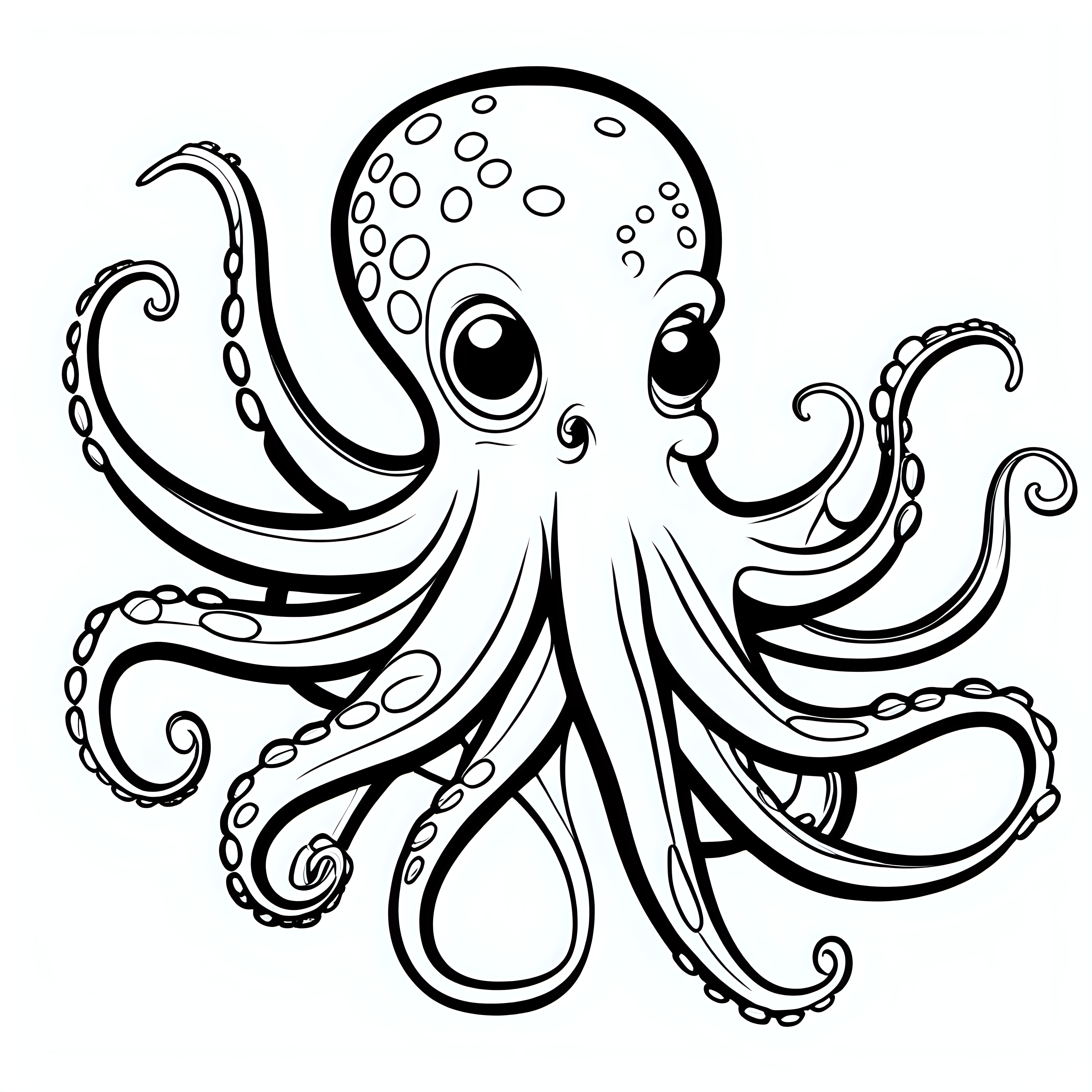 draw a octopus with only the outline  for a coloring book