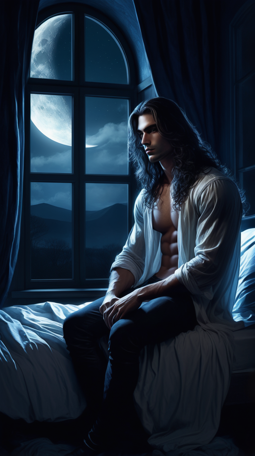 Create a dark fantasy art illustration of male