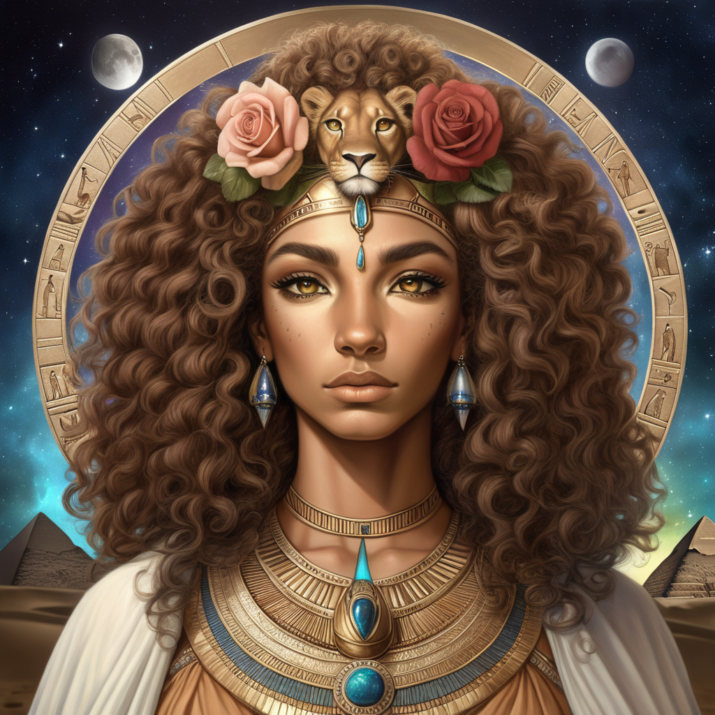 mary magdelion lioness curly hair cosmic egypt isismoondrop