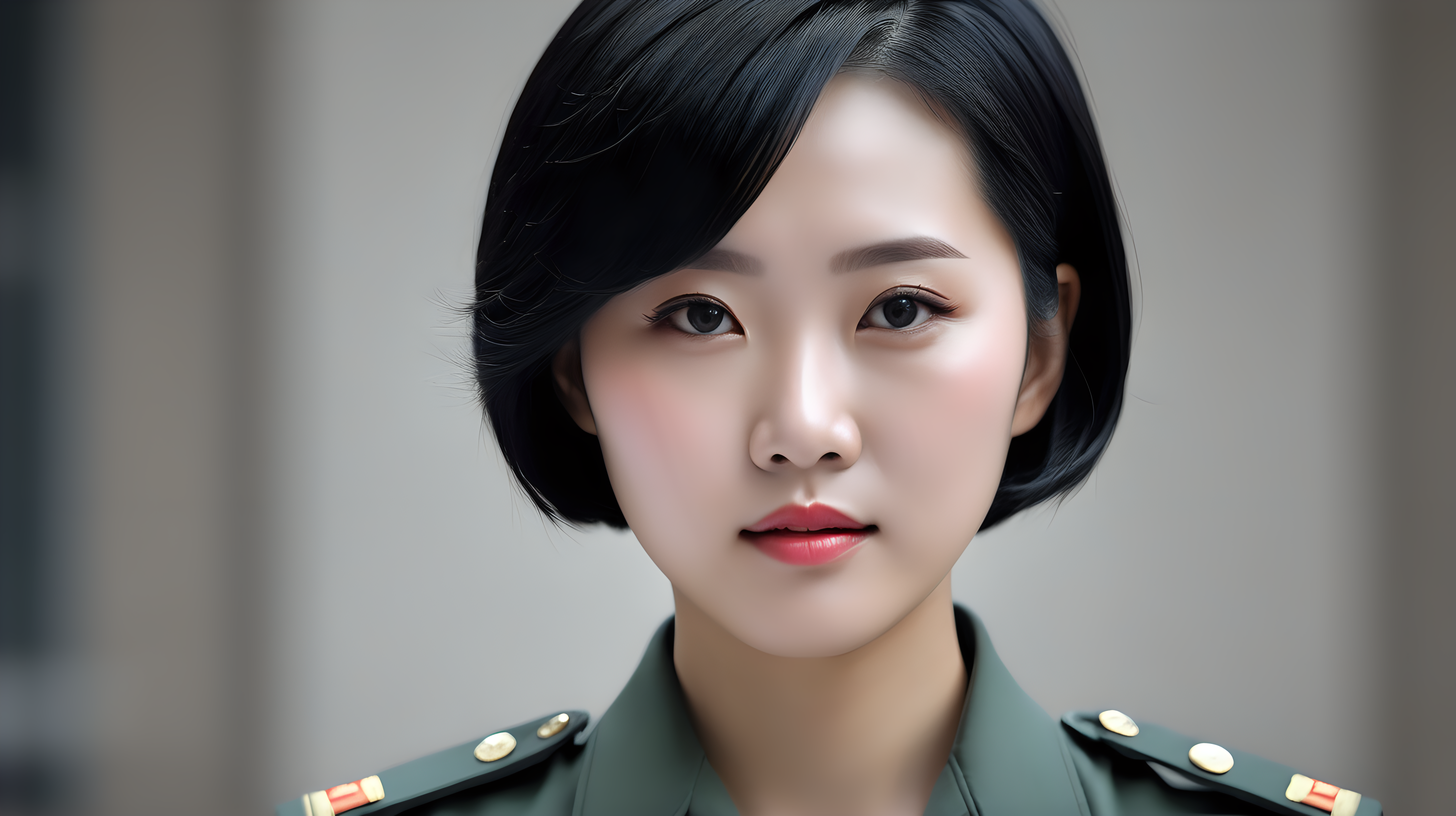 一名中国人民解放军女兵
黑发
短发
主持新闻
正脸