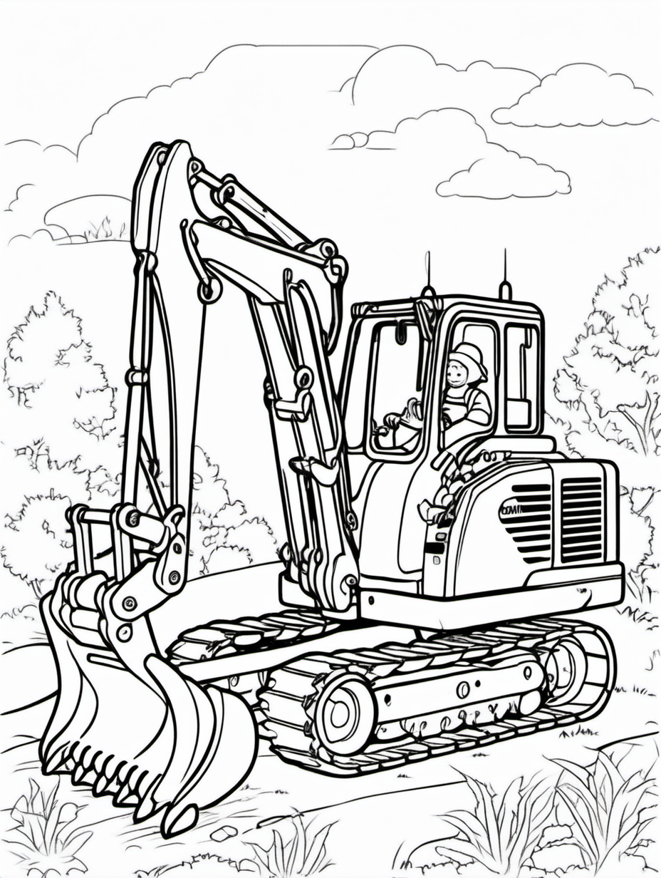 CATERPILLER DIGGER FOR COLOURING BOOK