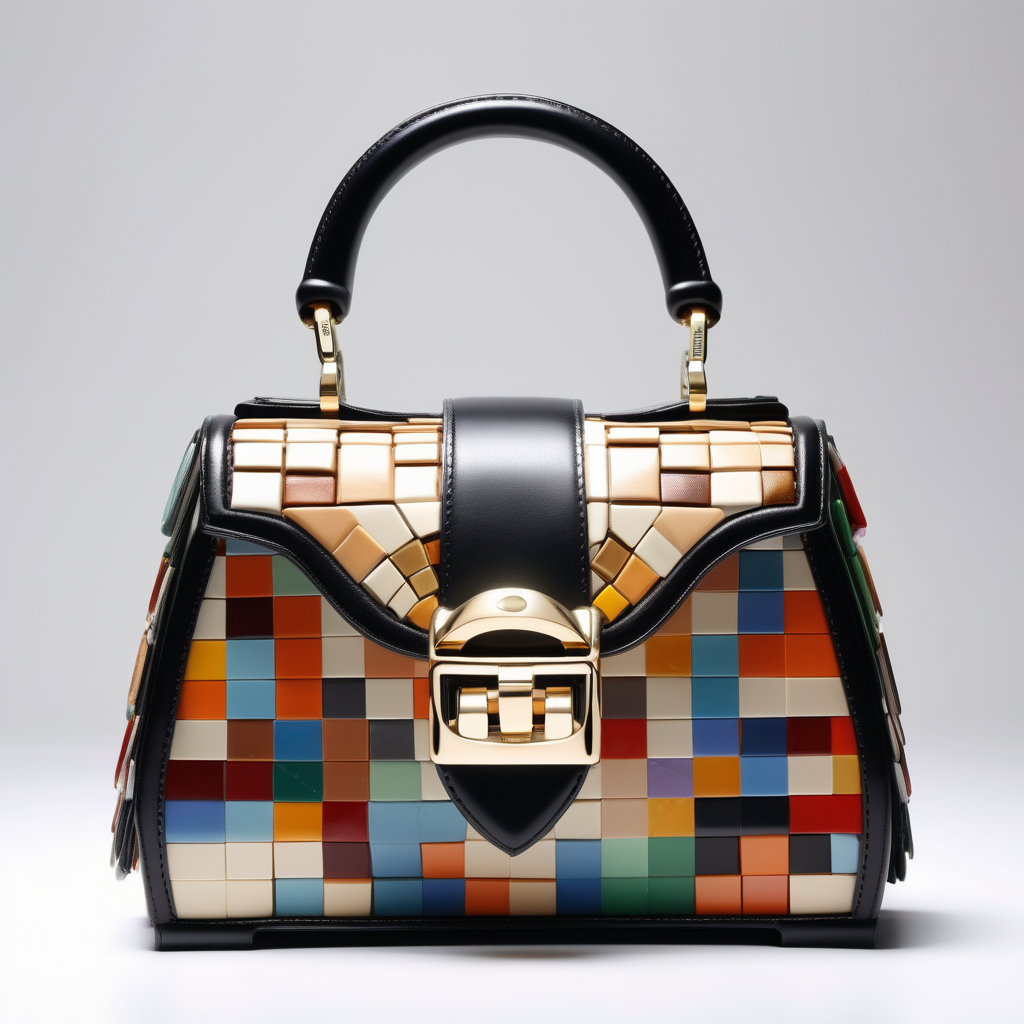 Mosaica inspired luxury small leather bag one handle
