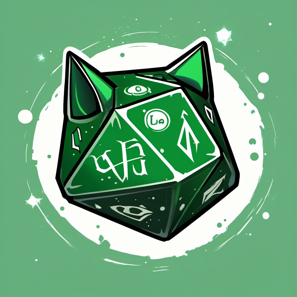 Logo green cat ears meteorites world twentysided die