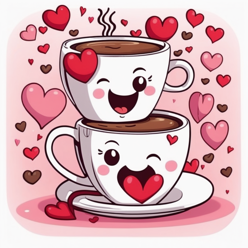 Coffee cup valentine cartoon
