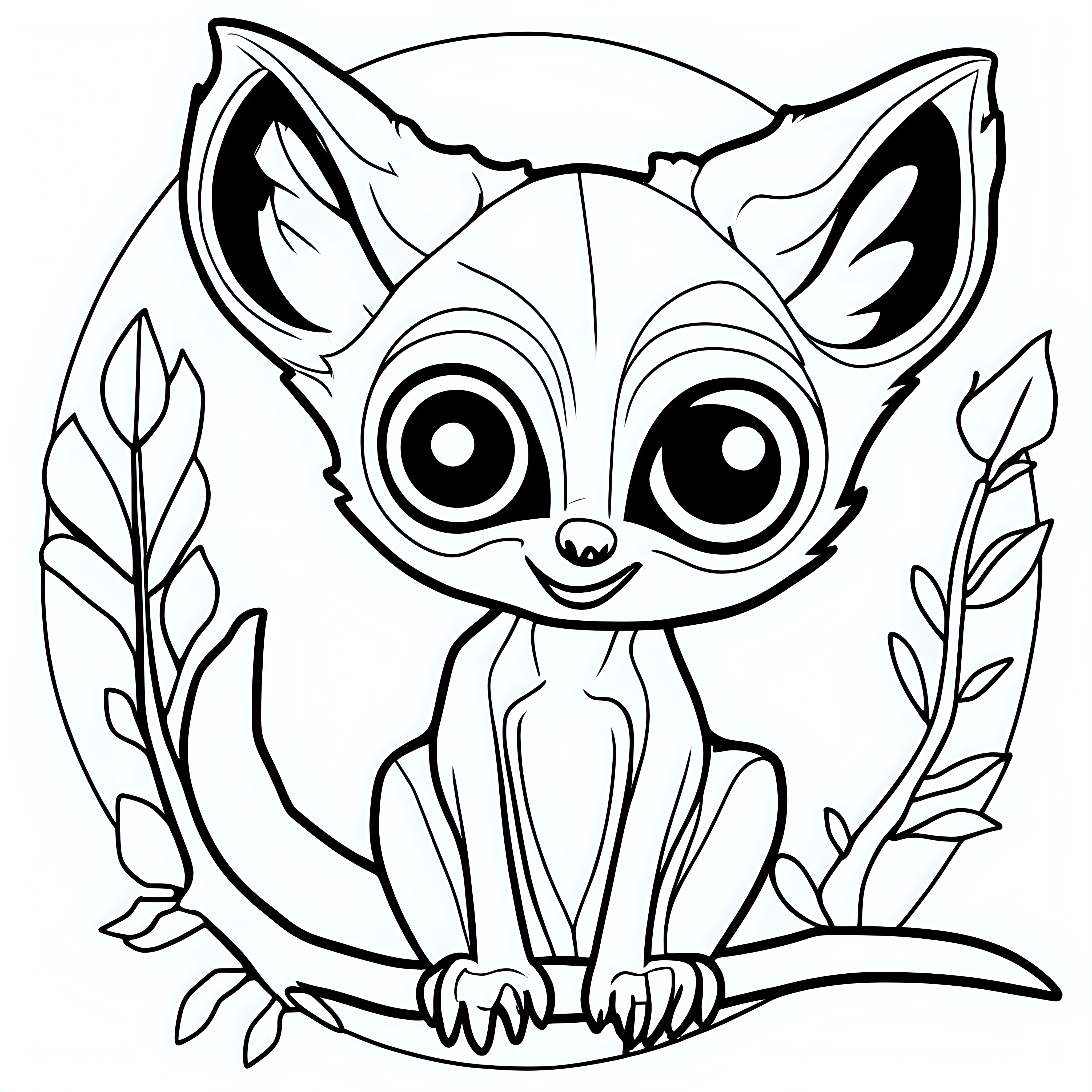 draw a cute Galago with only the outline  for a coloring book