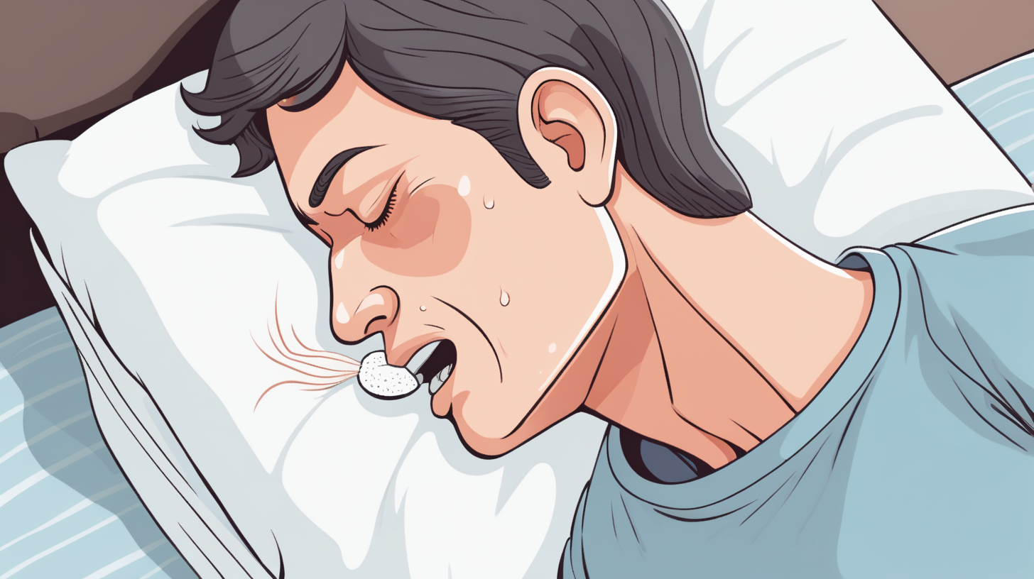 A simple illustration of man side view snoring