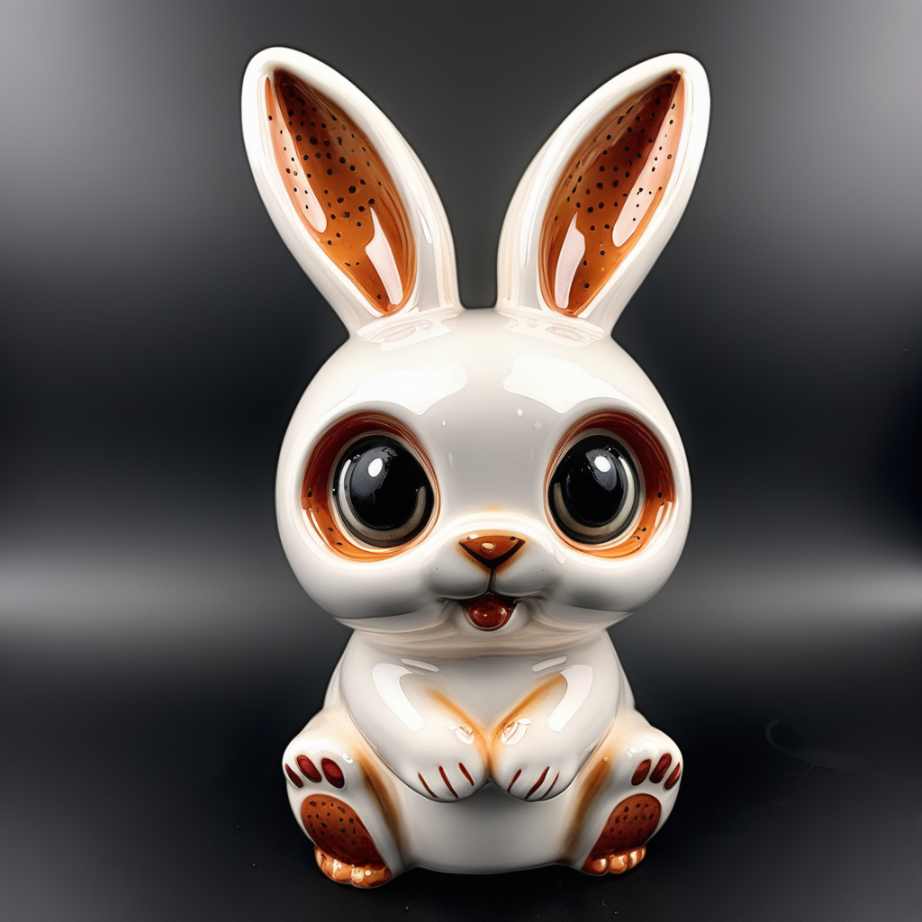陶瓷可爱大眼睛兔子烛台