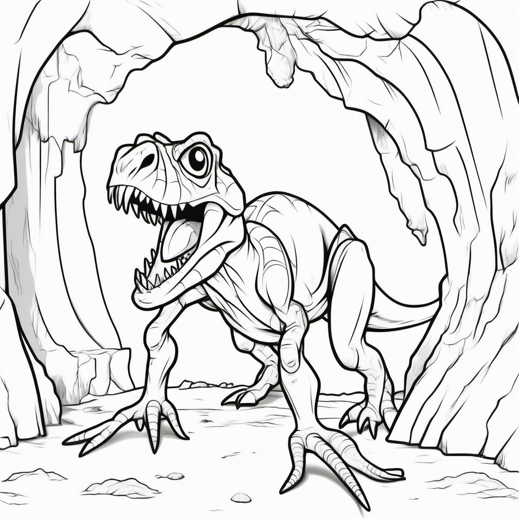 A dinosaur spider in a cave coloring book