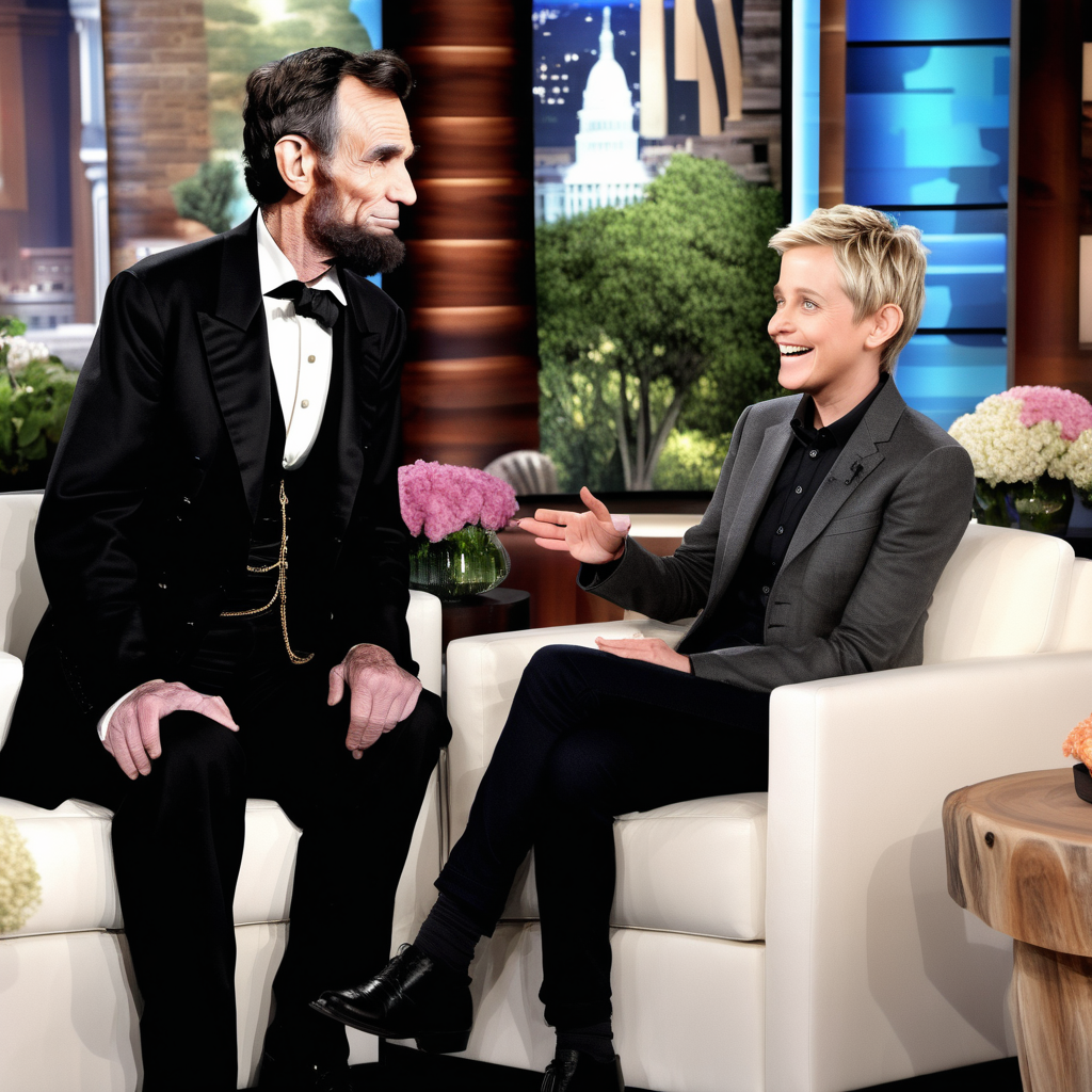 Abraham Lincoln and Ellen Degeneres on a talk